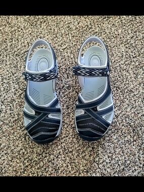 Black and Light Gray Strappy Comfort Sandals